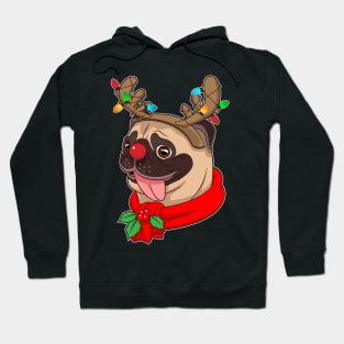 Funny Cute Pug Cool Costumes Christmas Gift Reindeer Hoodie